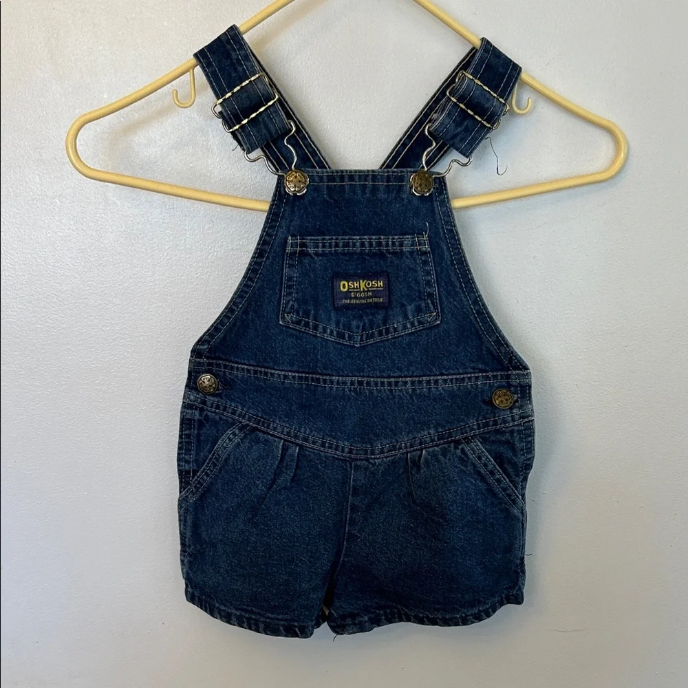 OshKosh B'gosh Dark Blue Denim Short Overalls for Kids 3T